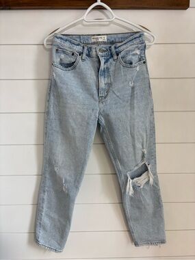 Abercrombie & Fitch Light Blue Distressed  high rise mom jeans